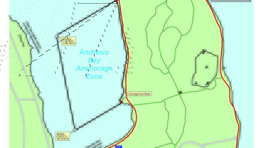 Map of Andrews Bay and Seward Park on Lake Washington