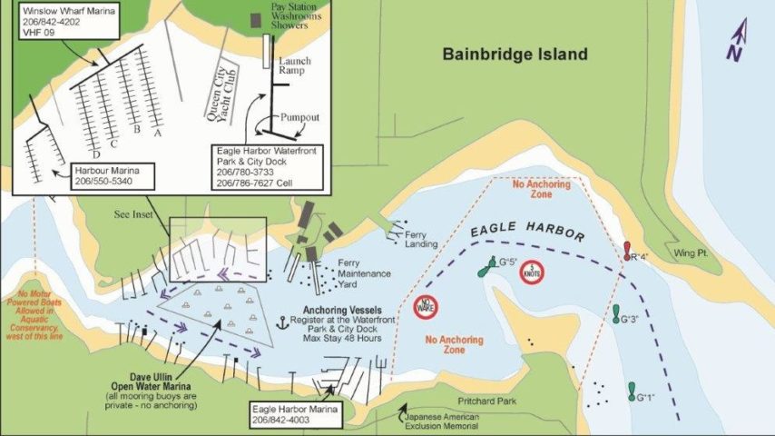 Map of Eagle Harbor Bainbridge Island showing location of Japanese Memorial