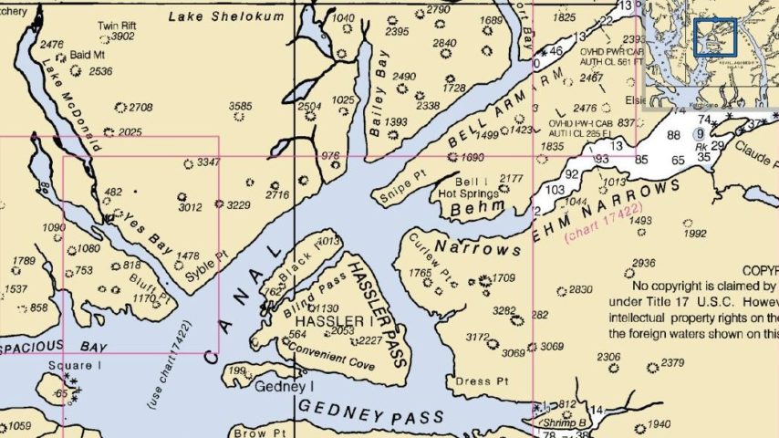 Map showing Behm Canal, Yes Bay, and Bailey Bay