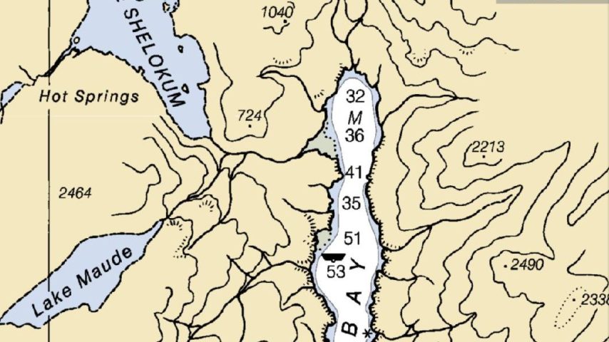 Map showing Bailey Bay and Lake Shelokum