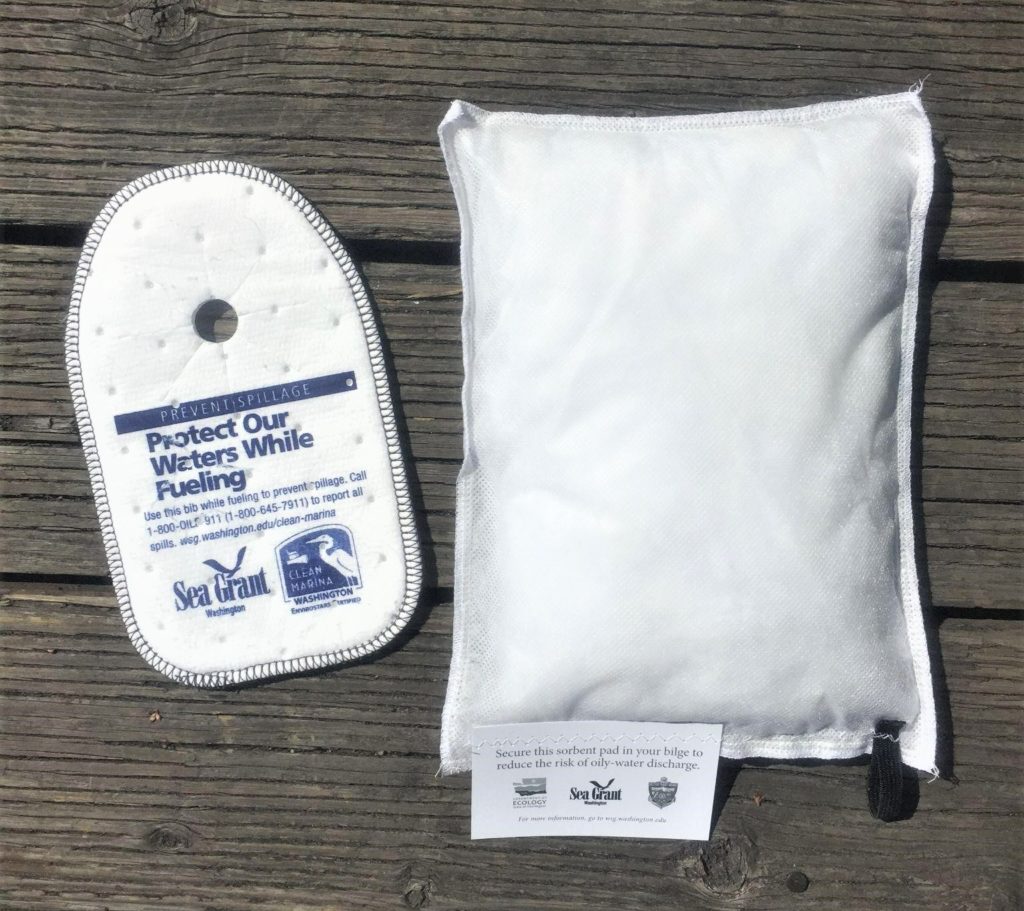 Photo of absorbent pad and pillow for fuel spills