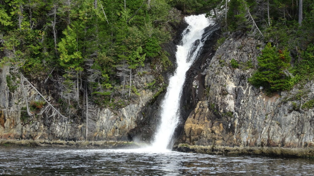 Waterfall from Trevor Lake in Belize Inlet