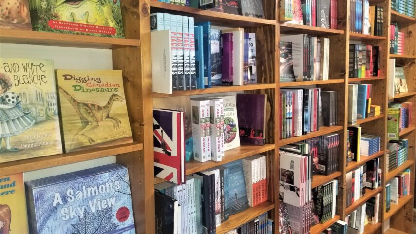 Shelves of books in Page's Li'l Market store