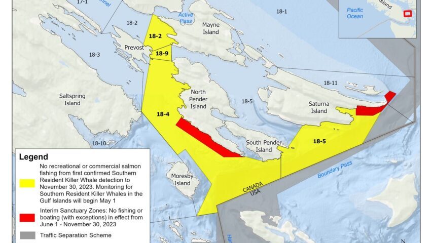 Map of Sanctuary Zones with No Salmon Fishing Zone