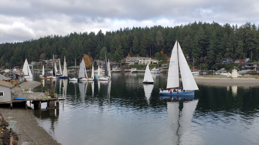 Sailing school practicing in Gig Harbor