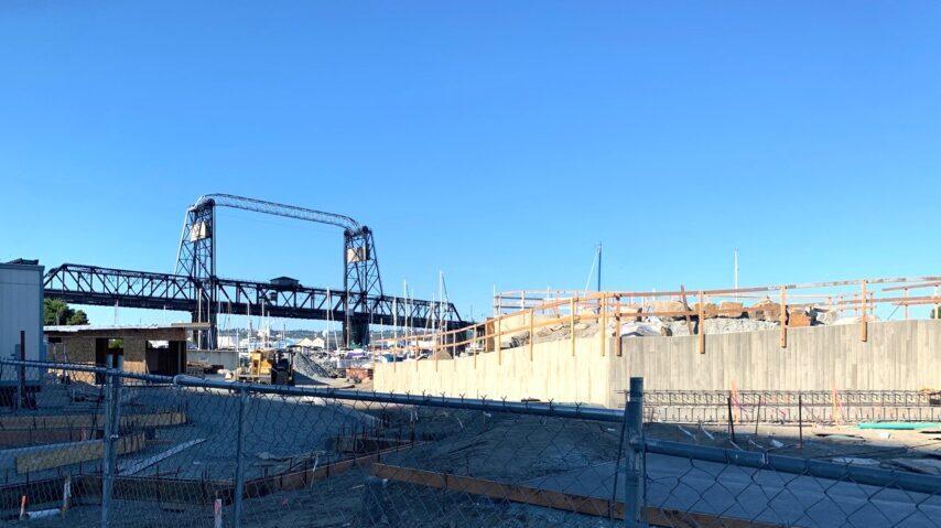 Photo of construction site, with work underway