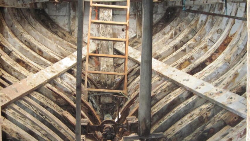 Photo of hull ribs needing restoration
