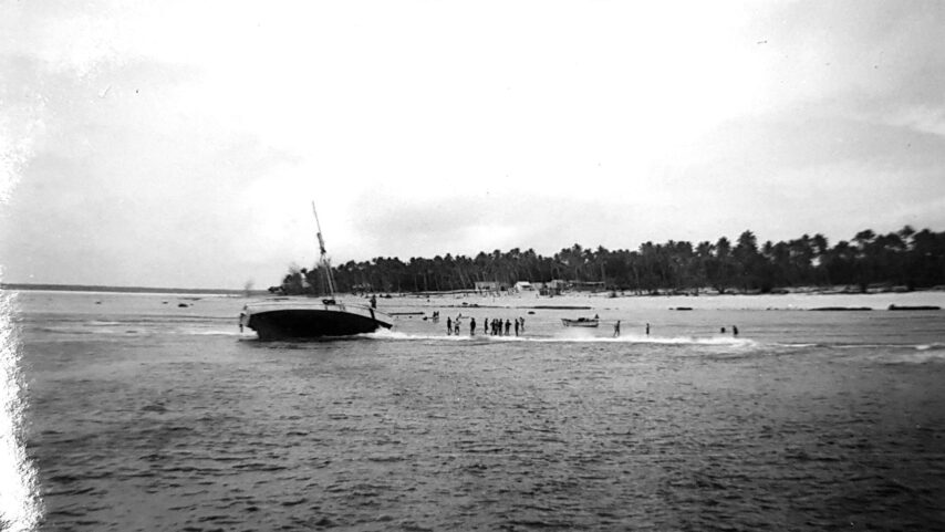 Historic photo of Tally Ho aground