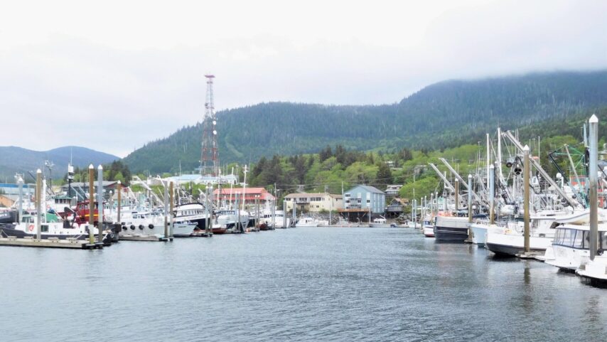 Photo of Ketchikan harbor with fish boats and recreational boats