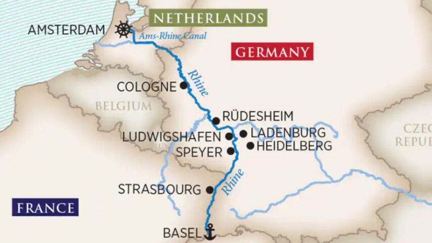 Image of map showing rivers in Europe