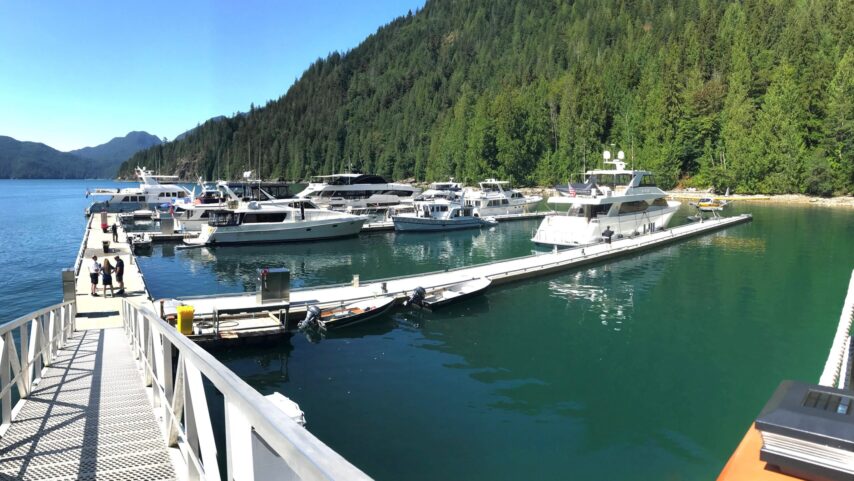 Photo of the docks with moored boats at Toba Wilderness Marina