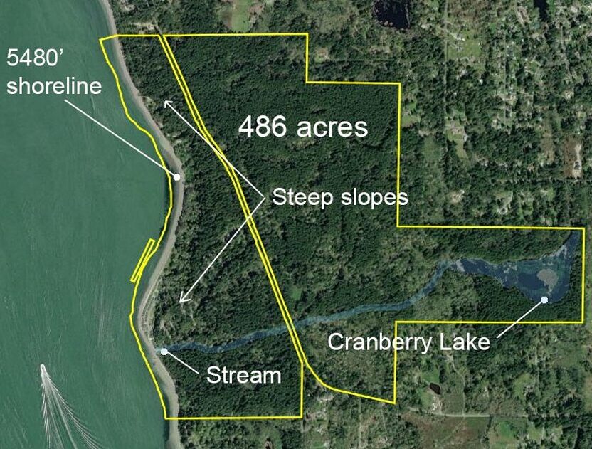 Aerial photo showing park boundary