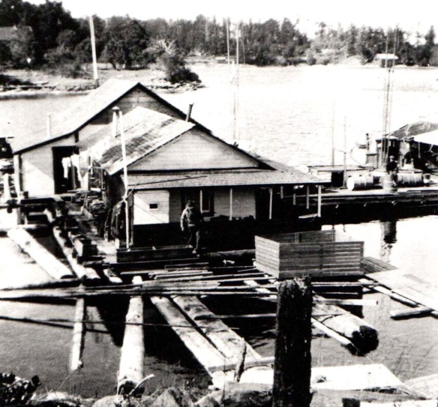 Historic photo of Fish Camp buildings at Page's Resort