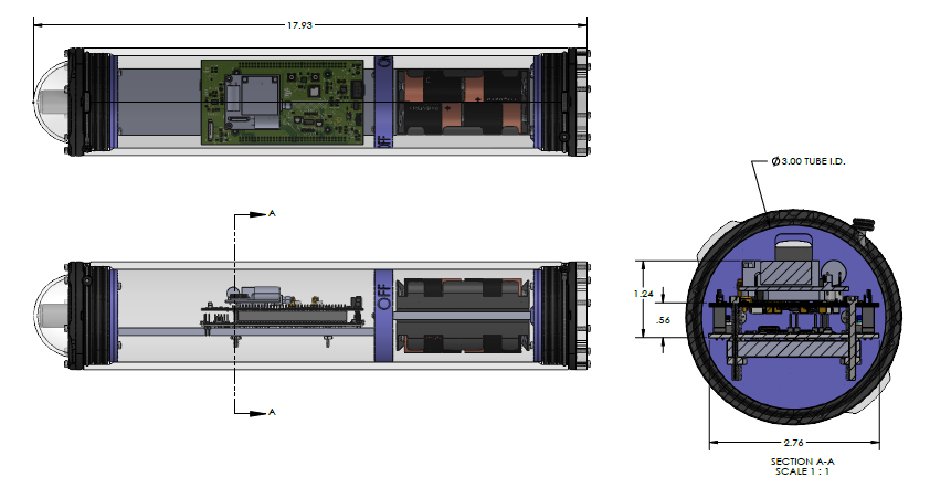Diagram showing inside of MicroSwift wave buoy device