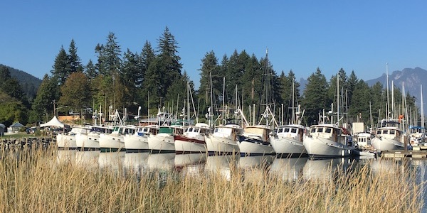 Group of Kadey Krogen boats at Snug Cove, Bowen Island, BC