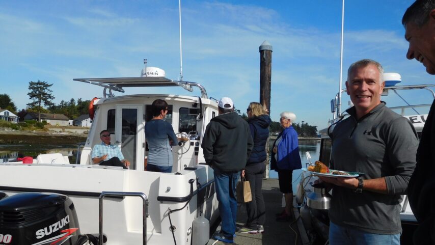 People on the dock at Friday Harbor on San Juan Island, WA for the SeaSport Rendezvous
