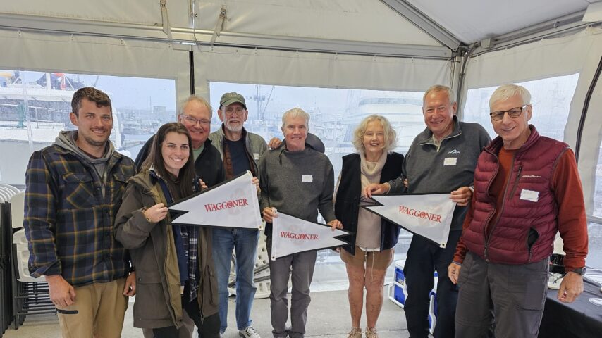 Flotilla group holding the Waggoner burgee