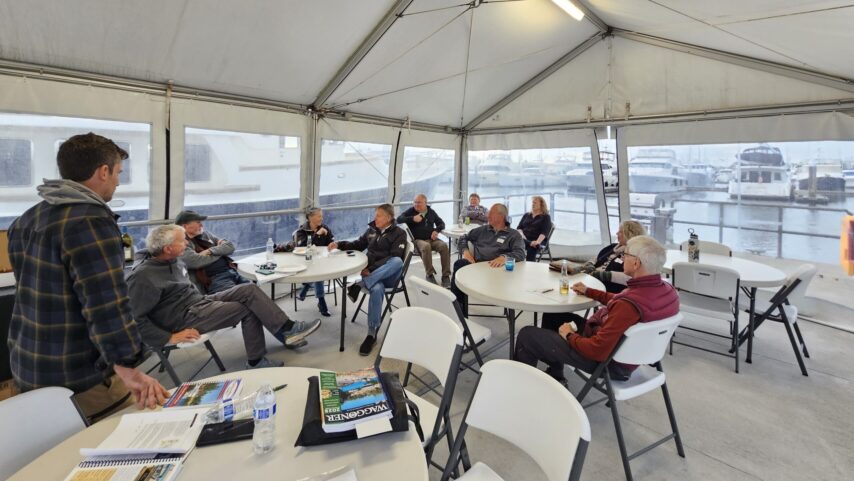 Flotilla leader giving instructions for the group before departure