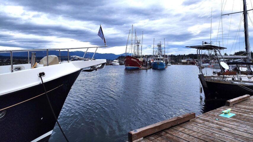 Boats moored at Comox Harbour Authority Docks