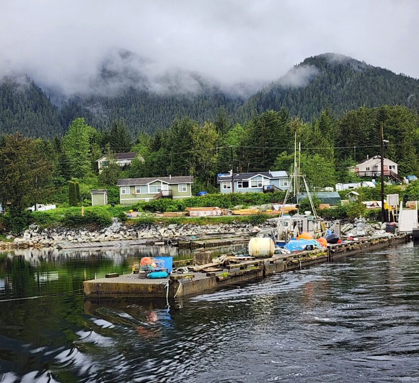 Klemtu dock with debris and fishing gear