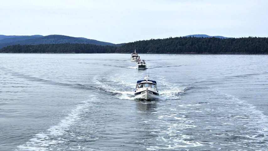 Flotilla going through Porlier Pass