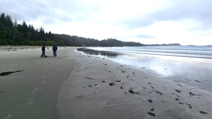 Enjoying west beach near Pruth Bay