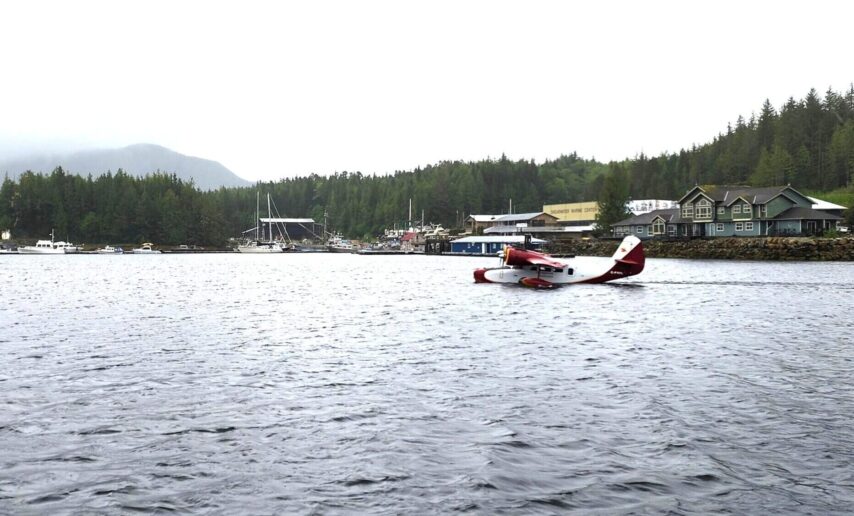 Grumman Goose landing in front of Shearwater