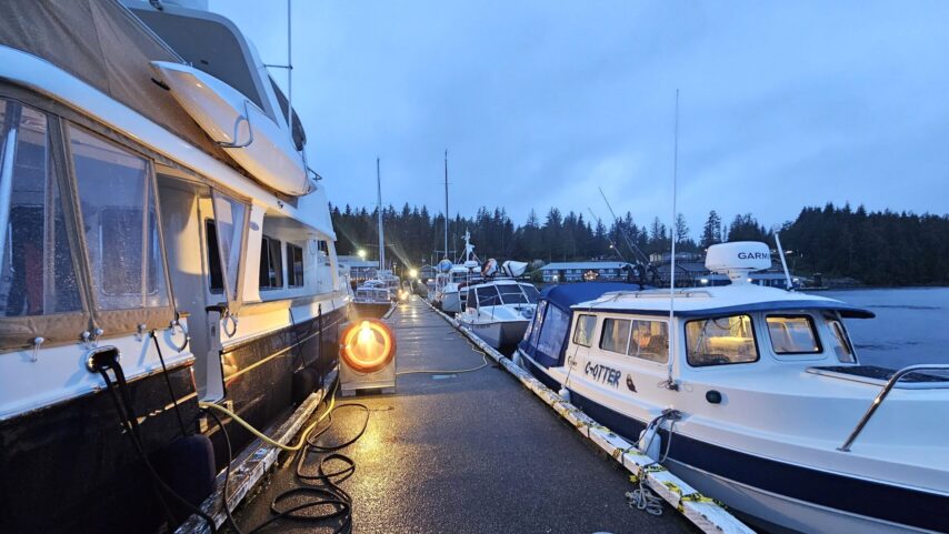Flotilla boats at the docks, Shearwater Marina evening scene