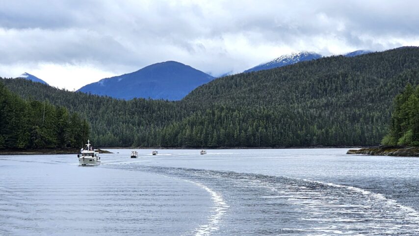 Flotilla boats cruising on their way to Shearwater