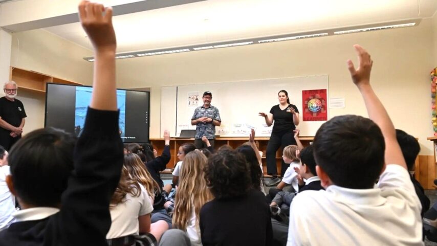 Students at St. Michaels School in Victoria BC asking questions of the Once Ocean crew