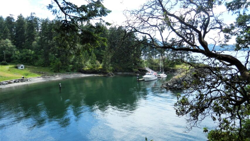 Photo of dock and beach in North Cove on Vendovi Island