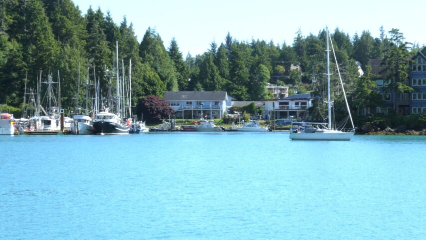Turquoise water seen along the town of Ucluelet