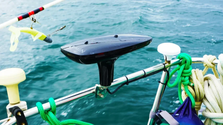 Photo of Garmin device installed on s/v One Ocean, a satellite compass fix by Mike Beemer