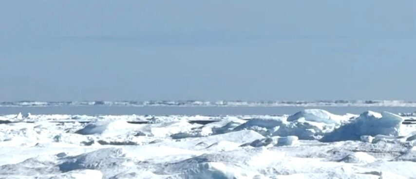 Ice fields with a lead (fracture) between