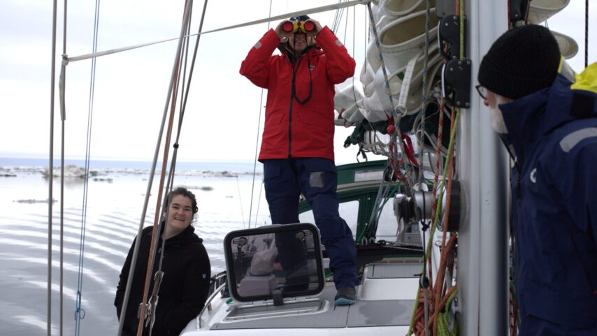 Crew out on Deck looking for leads