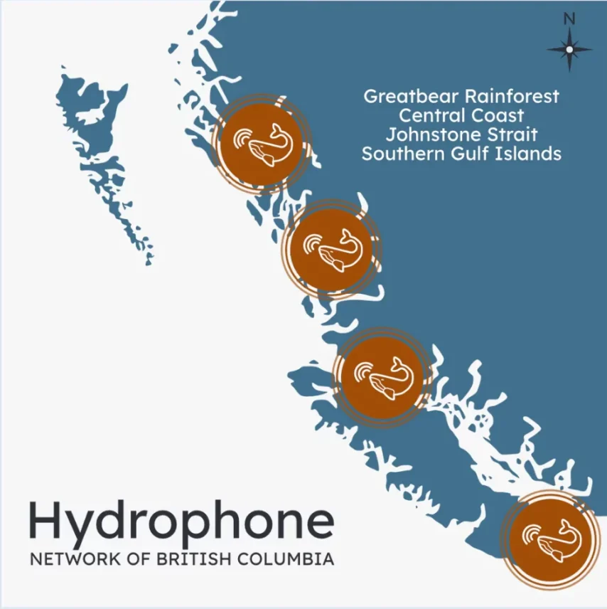 Map of BC Whales hydrophone network