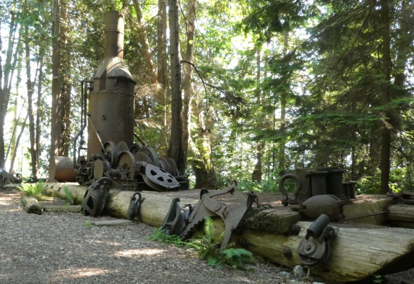 Photo of logging equipment along the trail in Powell River, BC.