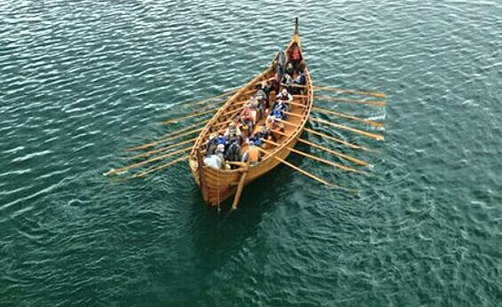 Photo of Valkyrie being powered manually by oars