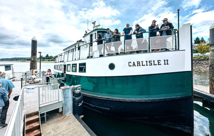 People aboard the Carlisle II for their harbor cruise
